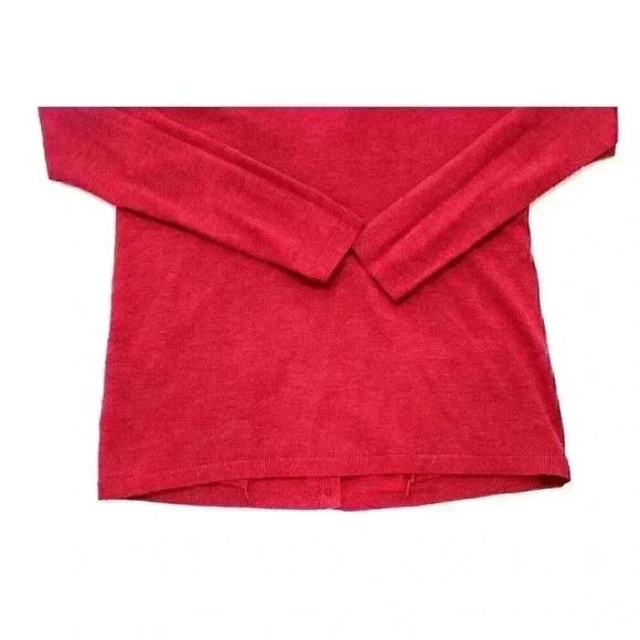 Talbots Womens Petite M Pure Italian Merino Wool Maroon Burgundy V-Neck Cardigan - Picture 8 of 8